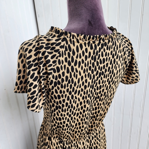 Talbots Women's Short Sleeve Dress Black Beige Pebble Stretch Midi Sz XS - Picture 9 of 15